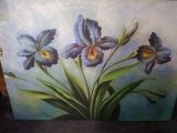 Contemporary Print on Canvas-Blue Flowers