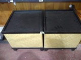 Pair Contemporary Wicker Side Tables