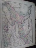 Antique 1800s Colored J.H. Colton Lithograph Map-Canada West or Upper Canada