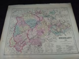 Antique 1800s Colored J.H. Colton Lithograph Map-Germany