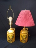 Pair Hand painted Contemporary Liquor Jug Lamps signed V. Busci