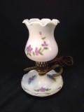 Vintage Hand painted Milk Glass Nappy Lamp