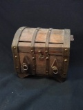 Vintage Wooden Dome Top Treasure Chest Jewelry Box