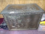 Vintage High Relief Brass Wood Box
