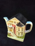 Vintage Otagiri Hand Painted Single Serve Lidded Teapot/Creamer Victorian House
