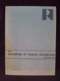 Reference Book-the Restoration of Colonial Williamsburg in VA-1935