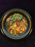 Vintage Hand painted Russian Porcelain Plate-Attack of the White Cat