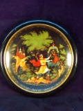 Vintage Hand painted Russian Porcelain Plate-Taming the Wild Bird