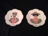 Pair Cloth Decoupage Plates-Frank and Dene