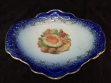 Antique Porcelain Flow Blue Decorated Plate