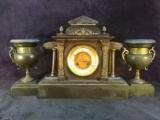 Antique Slate  Garniture Clock Set