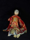 Antique Paper Mache Head Oriental Doll-
