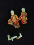Pair Antique Paper Mache  Head Oriental Doll-