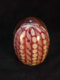 Artisan Studio Art Glass Paperweight-Pink Weave