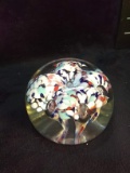 Artisan Studio Art Glass Paperweight-Multiple Flowers