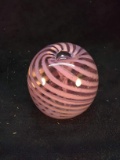 Artisan Studio Art Glass Paperweight-Pink Swirl