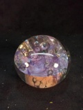 Artisan Studio Art Glass Paperweight-Pink and Bubbles