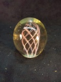 Artisan Studio Art Glass Paperweight-Pink Tower Swirls