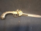 Historically Accurate Reproduction Flintlock Pistol/Knife with Shell Detail signed Crice