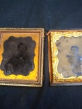 Antique Daguerreotype with Partial Leather Frame-Mad Girl