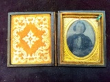 Antique Daguerreotype with Leather Frame-Lady in Cape