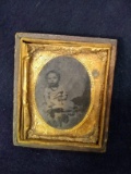 Antique Daguerreotype Photo with Partial Leather Frame-Child