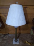Vintage Hand painted Glass and Marble Base Lamp
