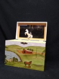 Contemporary Horse Motif Jewelry Box with Corner Drawers