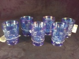 Collection 6 Carnival Glass Glasses - L.B. Smith Co. w/ Original Labels