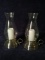 Pair Contemporary Battery Operated Candle Lamps-Silver
