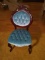 Antique Victorian Mahogany Rose Carved Tuft Back and Bottom Side Chair
