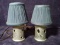 Pair Pewter Country Miniature Lamps