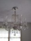 Vintage Glass Prism 5 Arm Chandelier with Etched Globes