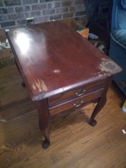 Mahogany Chippendale 2 Drawer Side Table