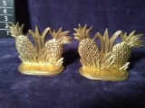 Pair Brass Double Pineapple Bookends