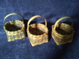 Collection 3 Split Oak Decorated Miniature Baskets