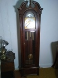 Contemporary Mahogany Ridgeway Grandfather Clock with Half Moon Dial