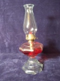 Vintage Glass Octagonal Base Oil Lamp