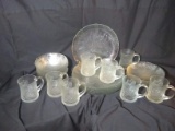 Glassware Dinner Set- 32 pcs Frosted Flowers