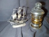 Metal Novelty Clipper Ship and Boat Lantern
