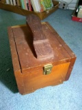 Wooden Shoe Shine Box with Contents