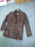Denim & Co Ladies Leather Coat Size Large