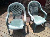 Pair Plastic Patio Chairs