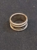 Costume Silver Banded Ring with Detail