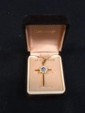 14kt gold Overlay Cross Necklace w/ Rhinestone