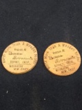 Pair Vintage Wooden Nickels