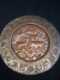 Artisan Metal and Hammered Copper Animal Decorated Plate