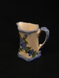 Vintage Cash Family Pottery Pitcher-Blue Flowers