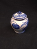 Blue and White Decorated Covered Storage Jar