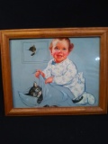 Vintage Framed Chessie the Cat Art Print-